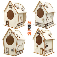 Wooden DIY Birdhouse Kit for Kids, Creative Graffiti Bird Feeder Craft Set with Hanging Rope