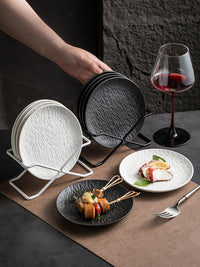 Ceramic Bone Dish Set - 6-inch Stone Pattern Snack Plates for Home Use