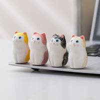 Japanese Ceramic Lucky Cat Figurine for Desk Decor