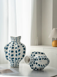 Blue Willow Ceramic Vase Luxury Home Decor Living Room Entrance Retro Flower Arranger