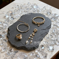 Natural Stone Jewelry Display Tray for Rings and Earrings, Irregular Shape Photography Prop