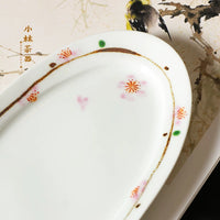 Hasami Ware Hand-Painted Floral Ceramic Rectangular Plate