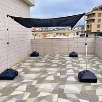 Retractable Sun Shade Net Support Pole with Base for Patio Garden Canopy
