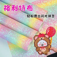 Glitter Heat Transfer Vinyl for DIY Crafts and Apparel Decoration, Rainbow Gradient Iron-On Fabric