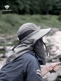 Tactical Bird Full Face Fishing Sun Protection Hat with Neck Flap for Men