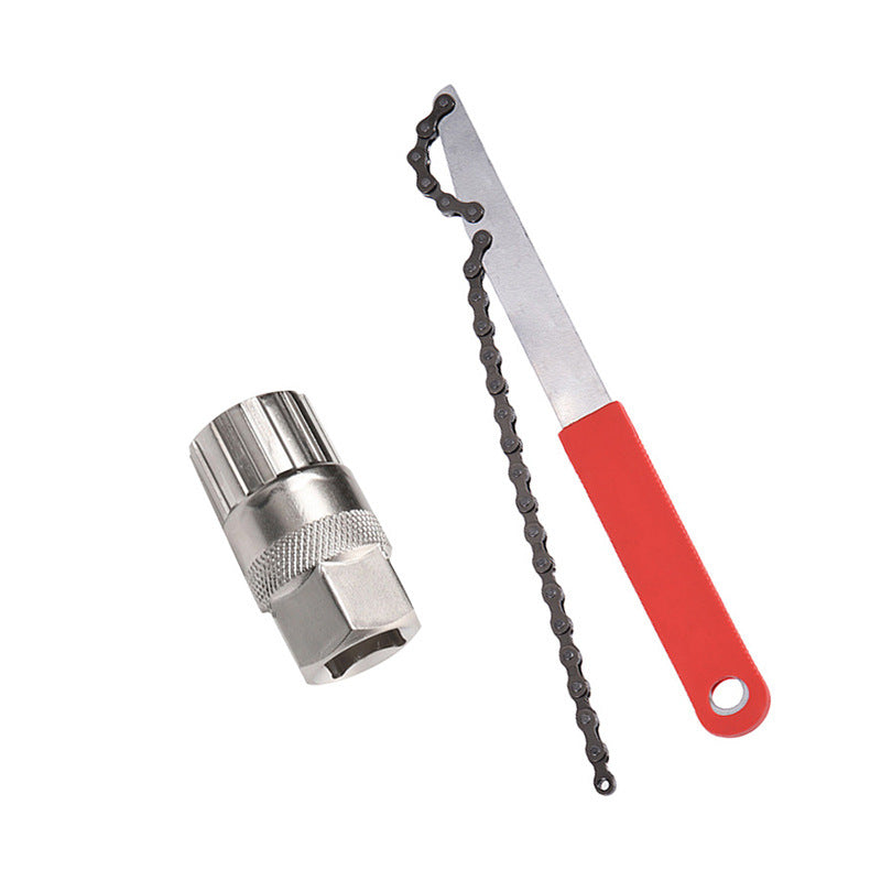 Mountain Bike Bottom Bracket Freewheel Repair Tool Kit, Bicycle Chain Wrench Flywheel Removal Socket Set