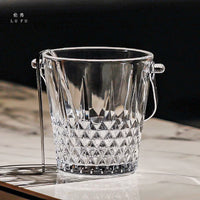 Glass Ice Bucket with Handle and Tongs for Bar KTV Home Commercial Use