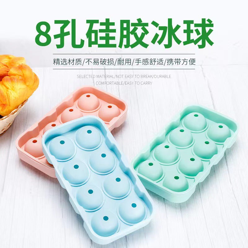 8-Cavity Silicone Ice Ball Mold for DIY Cocktails and Home Bar