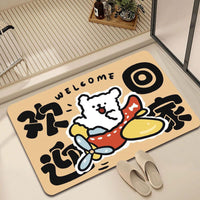 Cartoon Absorbent Non-Slip Bathroom Mat Quick Dry Floor Mat for Home Toilet and Bathroom Entrance