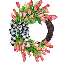 Artificial Tulip Spring Wreath for Front Door Decor