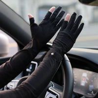 Summer UV Protection Ice Silk Driving Arm Sleeves with Two-Finger or Half-Finger Design