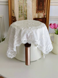 Embroidered Cotton Appliance Dust Cover with Lace Trim