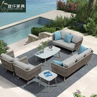 Outdoor Patio Wicker Sofa Set for Balcony Villa Garden Furniture - Single and Double Seater Rattan Combination