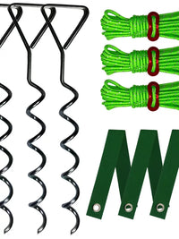 Heavy-Duty Spiral Ground Anchors for Tree Support & Outdoor Tent Securing, 9-Piece Set