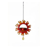 Sun-Shaped Iron Art Bird Feeder and Water Dish for Garden Hanging Decoration