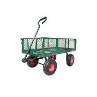 Heavy-Duty 4-Wheel Garden Cart with Folding Sides for Hauling and Camping