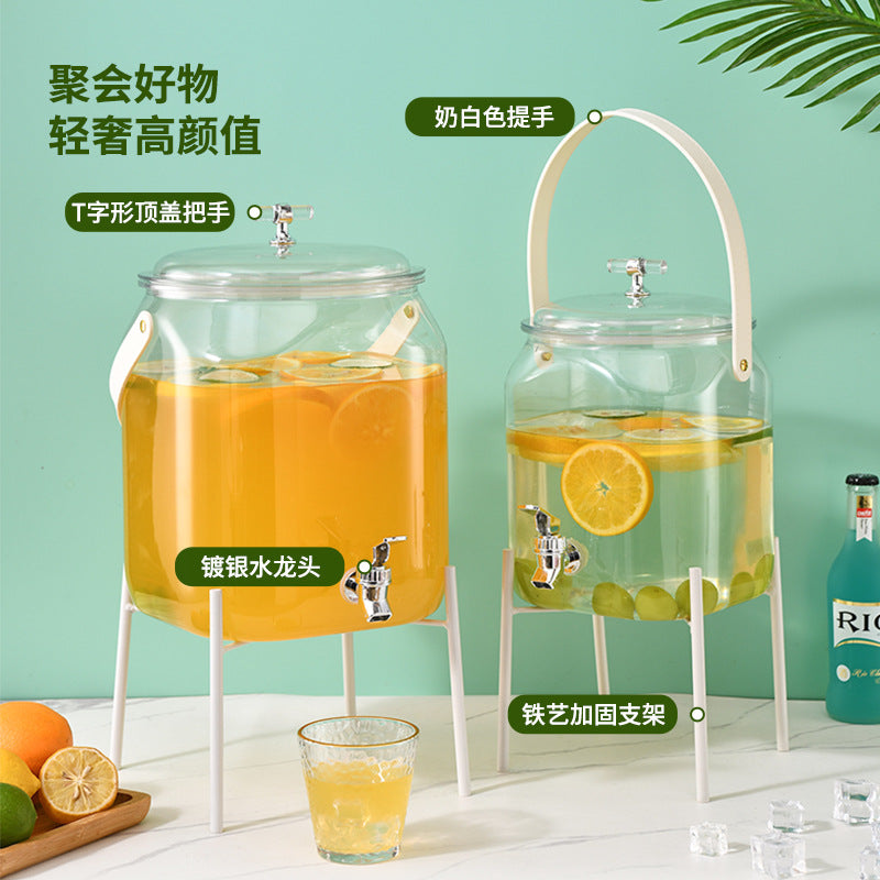 Cold Water Dispenser with Faucet and Stand, Lemon Fruit Tea Juice Beverage Container, Fermentation Jar
