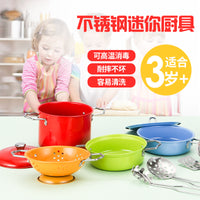 Kids' Stainless Steel Play Kitchen Set with Cooking Utensils