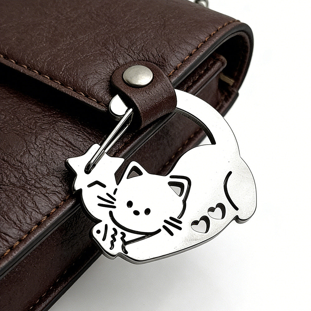 Cute Cat Dog Stainless Steel Carabiner Keychain for Bags
