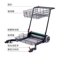 Tennis Ball Picker Cart, Portable Tennis Ball Hopper Basket with Wheels for Coaches and Training