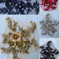 3D Floral Embroidered Lace Applique for Cheongsam & Gown Decoration