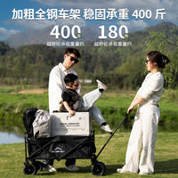 Outdoor Camping Cart with Foldable Tabletop Portable Trolley for Picnics and Stalls