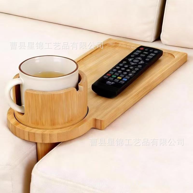 Wooden Sofa Caddy Tray for Couch Gap Storage, Remote Control Holder and Cup Holder