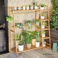 Space-Saving Bamboo Plant Stand for Balcony Patio and Indoor Use, Multi-Tiered Corner Shelf
