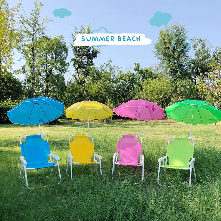 Kids' Foldable Candy-Colored Beach Chair with Umbrella for Outdoor Leisure and Photography
