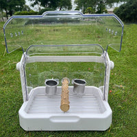 Portable Transparent Bird Cage for Parrots with Feeding Tray Perch and Lock, Travel Carrier for Small Birds