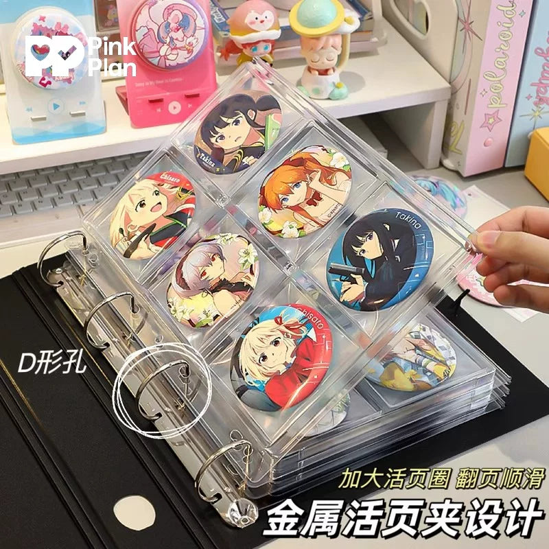 Anime Badge and Keychain Collector Album for 58mm/75mm Badges, A5/A4 Display Storage Book with Multi-Grid Pages