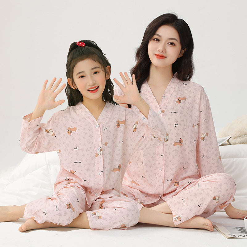 Family Matching Cotton Pajama Set for Parents and Kids, Soft Rayon Sleepwear for All Seasons
