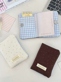 Polka Dot Passport Holder with Plaid Trim - Document Organizer Pouch