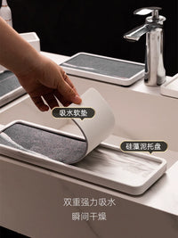 Diatomaceous Earth Absorbent Mat for Electric Toothbrush, Toothpaste, and Tumbler - Quick Dry Bathroom Counter Organizer Tray