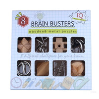 Wooden Interlocking Puzzle Set for Kids and Adults, 8-Piece Brain Teaser Collection