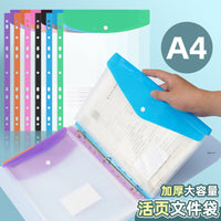 A4 Transparent Document Folder with Snap Button Closure and Card Slot, Multi-Color File Organizer for Students
