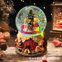 Christmas Bear Crystal Ball Music Box Night Light with Rotating and Lighting Function, Birthday Gift for Kids