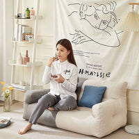 Fabric Bean Bag Sofa Cover for Single/Double Lounger, Small Apartment Leisure Recliner