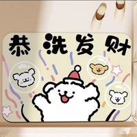 Cartoon Cute Line Dog Diatomaceous Earth Bath Mat Super Absorbent Quick Dry Non-Slip Floor Mat for Bathroom Shower Room