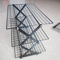 Foldable Outdoor Camping Storage Rack with Adjustable Height, Portable Iron Art Picnic Shelf for BBQ