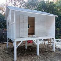 Kids Outdoor Wooden Playhouse with Slide for Garden and Yard