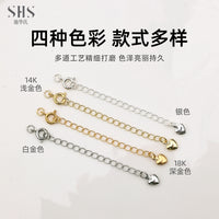 14K Gold Plated Extension Chain with Spring Clasp Set for DIY Jewelry Making