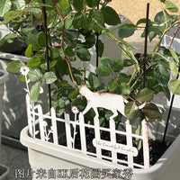 Decorative Iron Cat and Flower Fence Climber Garden Stake for Outdoor Yard Decor