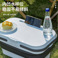 Foldable Picnic Basket with Lid, 16L Collapsible Storage Bin for Outdoor Camping & Car