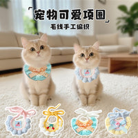 Pet Cat Dog Knitted Bandana Collar Adjustable Drool Bib Scarf for Kittens and Puppies
