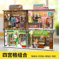 DIY Acrylic Miniature City Model with LED Lights, 3D Puzzle Building Kit, Educational Toy Gift