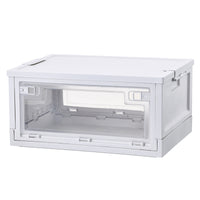 Japanese Style Foldable Storage Box with Lid and Wheels, Double Door Transparent Plastic Organizer for Home and Car