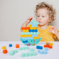 Rainbow Wooden Stacking Balancing Blocks Jigsaw Puzzle Toy for Kids