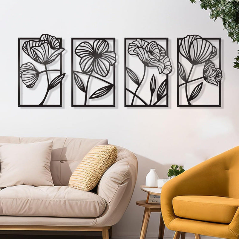 Metal Flower Wall Decor Set for Modern Home Decoration