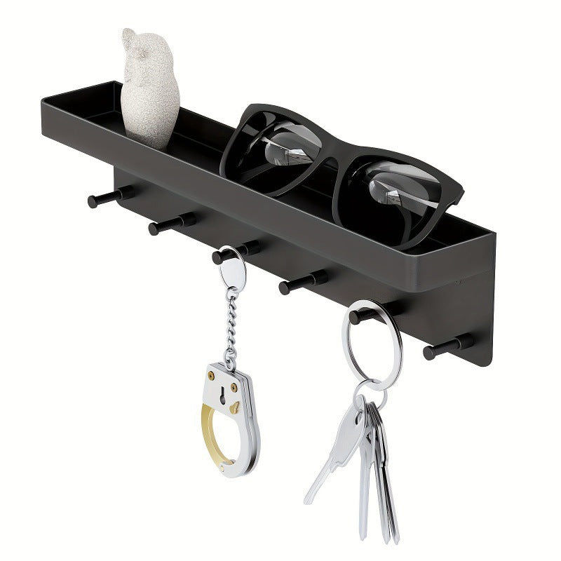 No-Drill Wall Mounted Key Holder with Storage Shelf for Entryway and Bathroom